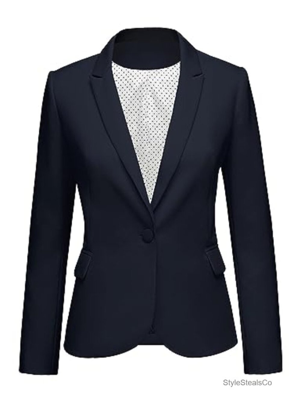 Women's Business Casual Blazer Long Sleeve Notched Lapel Suit Jacket Polyester